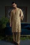 Buy_Runit Gupta_Beige Chanderi , Vegan Cut Work, Lotus Cutwork Modern Kurta Set _at_Aza_Fashions