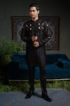 Buy_Runit Gupta_Black Chanderi , Vegan Cut Work, Beads Bold Kurta Set _at_Aza_Fashions
