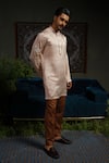 Shop_Runit Gupta_Peach , Vegan Beads, Embroidery Palm Kurta Set _Online_at_Aza_Fashions
