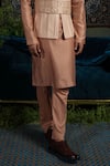 Runit Gupta_Peach Chanderi , Vegan Pink Pintuck Bundi And Kurta Set _at_Aza_Fashions