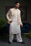 Buy_Runit Gupta_Cream Linen, Cotton Beads Broad Nehru Jacket _Online_at_Aza_Fashions