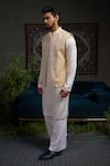 Shop_Runit Gupta_Cream Linen, Cotton Beads Broad Nehru Jacket _Online_at_Aza_Fashions