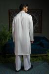 Runit Gupta_Cream Linen, Cotton, , Vegan Beads Broad Embroidered Bundi And Kurta Set _at_Aza_Fashions