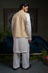 Shop_Runit Gupta_Cream Linen, Cotton, , Vegan Beads Broad Embroidered Bundi And Kurta Set _at_Aza_Fashions