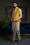 Runit Gupta_Yellow Chanderi , Vegan Beads, Embroidery Mari Ombre Bundi And Kurta Set _Online