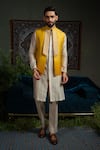 Buy_Runit Gupta_Yellow Chanderi , Vegan Beads, Embroidery Mari Ombre Bundi And Kurta Set _at_Aza_Fashions