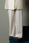 Runit Gupta_Ivory Silk Piping Dusty Flap Sherwani Set _Online_at_Aza_Fashions