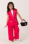 Buy_Partykles_Fuchsia Embroidery Ladybug Sleeveless Blazer And Trouser Set _at_Aza_Fashions