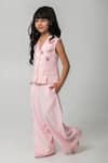 Partykles_Peach Embroidery Mini Beasted Waistcoat And Trouser Set _Online_at_Aza_Fashions