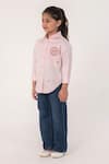 Buy_Partykles_Pink Cotton Embroidery Badge Motif And Ladybug Shirt _Online_at_Aza_Fashions