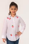 Buy_Partykles_White Cotton Embroidery Strawberry Shirt With Pink Detailing _at_Aza_Fashions