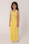 Buy_Partykles_Yellow Embroidery Insect Crop Top And Wide Leg Pant Set _Online_at_Aza_Fashions