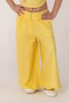 Shop_Partykles_Yellow Embroidery Insect Crop Top And Wide Leg Pant Set _Online_at_Aza_Fashions