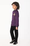 Partykles_Purple Cotton Embroidery Toucan Bird Shirt _Online_at_Aza_Fashions