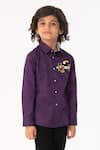 Buy_Partykles_Purple Cotton Embroidery Toucan Bird Shirt _at_Aza_Fashions