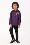 Buy_Partykles_Purple Cotton Embroidery Toucan Bird Shirt _Online_at_Aza_Fashions