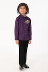 Shop_Partykles_Purple Cotton Embroidery Toucan Bird Shirt _Online_at_Aza_Fashions