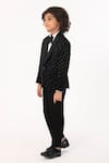 Buy_Partykles_Black Polyester, Suiting Sequins, Embroidery Tuxedo Coat Pant Shirt And Bowtie Set _Online_at_Aza_Fashions