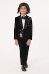 Partykles_Black Velvet Sequins, Stones, Embroidery Star Tuxedo Set _Online_at_Aza_Fashions