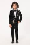 Buy_Partykles_Black Velvet Sequins, Stones, Embroidery Star Tuxedo Set _Online_at_Aza_Fashions
