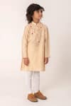 Buy_Partykles_Beige Chanderi Embroidery, Sequins Kurta And Pant Set _Online_at_Aza_Fashions