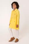 Partykles_Yellow Chanderi Embroidery Bee Placement Kurta And Pant Set _Online_at_Aza_Fashions