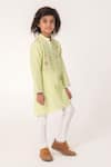 Buy_Partykles_Green Chanderi Embroidery Bee Hive And Butterfly Kurta Set _Online_at_Aza_Fashions