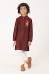 Buy_Partykles_Maroon Embroidery Tiger Kurta And Pant Set _at_Aza_Fashions