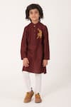 Buy_Partykles_Maroon Embroidery Tiger Kurta And Pant Set _Online_at_Aza_Fashions