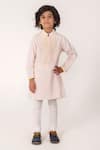 Buy_Partykles_Pink Cotton, Silk Embroidery Kurta And Pant Set _at_Aza_Fashions