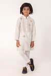 Partykles_Gray Chanderi Embroidery Bumblebee Kurta And Pant Set _Online_at_Aza_Fashions