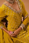 Buy_Ria Shah Label_Yellow Georgette Sequins, Pearls, Mirrors, Embroidery, Zari Kurta Sharara Set 
