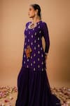 Ria Shah Label_Purple Georgette Sequins, Pearls, Mirrors, Embroidery, Zari Kurta Sharara Set _Online_at_Aza_Fashions