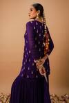 Ria Shah Label_Purple Georgette Sequins, Pearls, Mirrors, Embroidery, Zari Kurta Sharara Set _at_Aza_Fashions