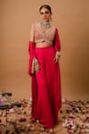Shop_Ria Shah Label_Pink Modal, Silk Sequins, Pearls, Mirrors, Zari, Embroidery Cape Sharara Set _at_Aza_Fashions