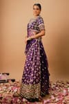 Ria Shah Label_Purple Organza, Tissue Embroidery, Zari, Sequins, Patola Print Lehenga Set _Online_at_Aza_Fashions