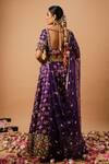 Shop_Ria Shah Label_Purple Organza, Tissue Embroidery, Zari, Sequins, Patola Print Lehenga Set _at_Aza_Fashions