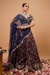 Shop_Ria Shah Label_Navy Organza, Tissue Embroidery, Sequins, Pearls, Mirrors, Printed Lehenga Set _at_Aza_Fashions