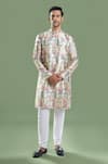 Buy_Arihant Rai Sinha_Multi Color Cotton, Polyester, Viscose Embroidery, Sequins Thread And Kurta Set _at_Aza_Fashions