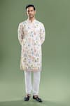 Buy_Arihant Rai Sinha_Cream Cotton Embroidery, Sequins Thread And Kurta Set _at_Aza_Fashions