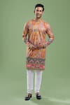 Buy_Arihant Rai Sinha_Orange Cotton, Viscose, Polyester Embroidery, Sequins Thread And Kurta Set _at_Aza_Fashions
