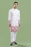 Buy_Arihant Rai Sinha_Multi Color Cotton Embroidery, Sequins, Metallic Palm Tree Kurta And Churidar Set _at_Aza_Fashions