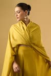 Buy_Ritika Arya Jain_Yellow Cowl Neck Draped Top With Palazzo _Online_at_Aza_Fashions
