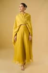 Buy_Ritika Arya Jain_Yellow Cowl Neck Draped Top With Palazzo _at_Aza_Fashions