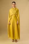 Ritika Arya Jain_Yellow Cowl Neck Draped Top With Palazzo _at_Aza_Fashions