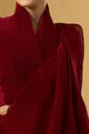 Ritika Arya Jain_Red High Neck Pleated Pre-draped Saree With Blouse _Online_at_Aza_Fashions