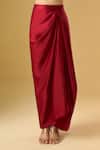 Ritika Arya Jain_Red Satin High Neck, Halter Neck, Embroidered Cape Skirt Set _at_Aza_Fashions