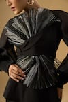 Ritika Arya Jain_Black Ruffles Round Neck Rim Peplum Top _at_Aza_Fashions
