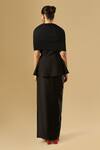 Shop_Ritika Arya Jain_Black Bows V-neck Mia Love Pleated Top With Draped Skirt _at_Aza_Fashions