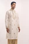 Arihant Rai Sinha White Silk Mirrors, Embroidery Blend Kurta at Aza Fashions Arihant Rai Sinha_White Silk Mirrors, Embroidery Blend Kurta _at_Aza_Fashions